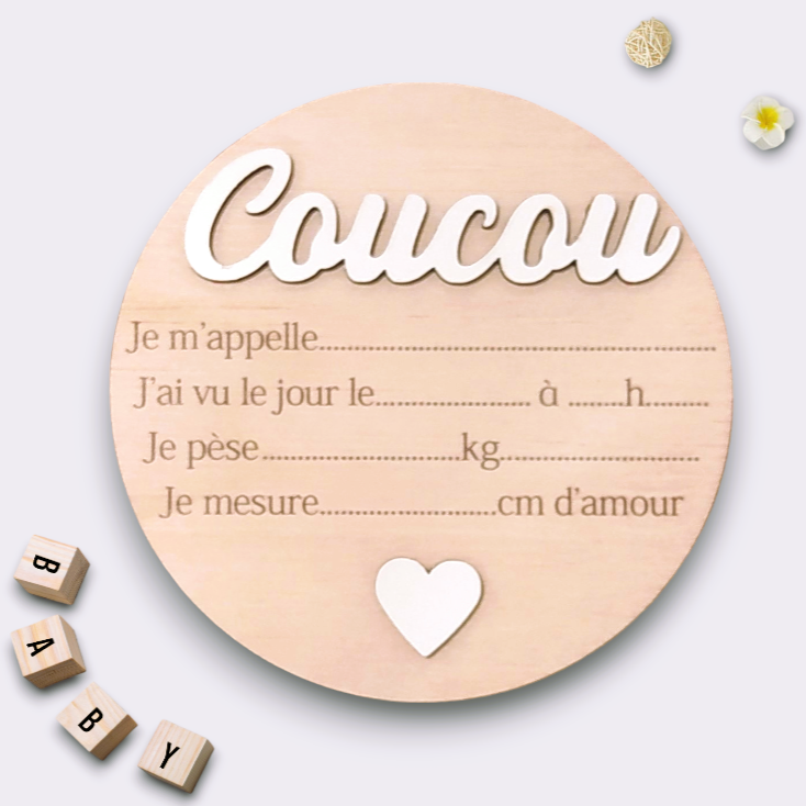Carte de naissance en bois, souvenir, graver les informations de naissance