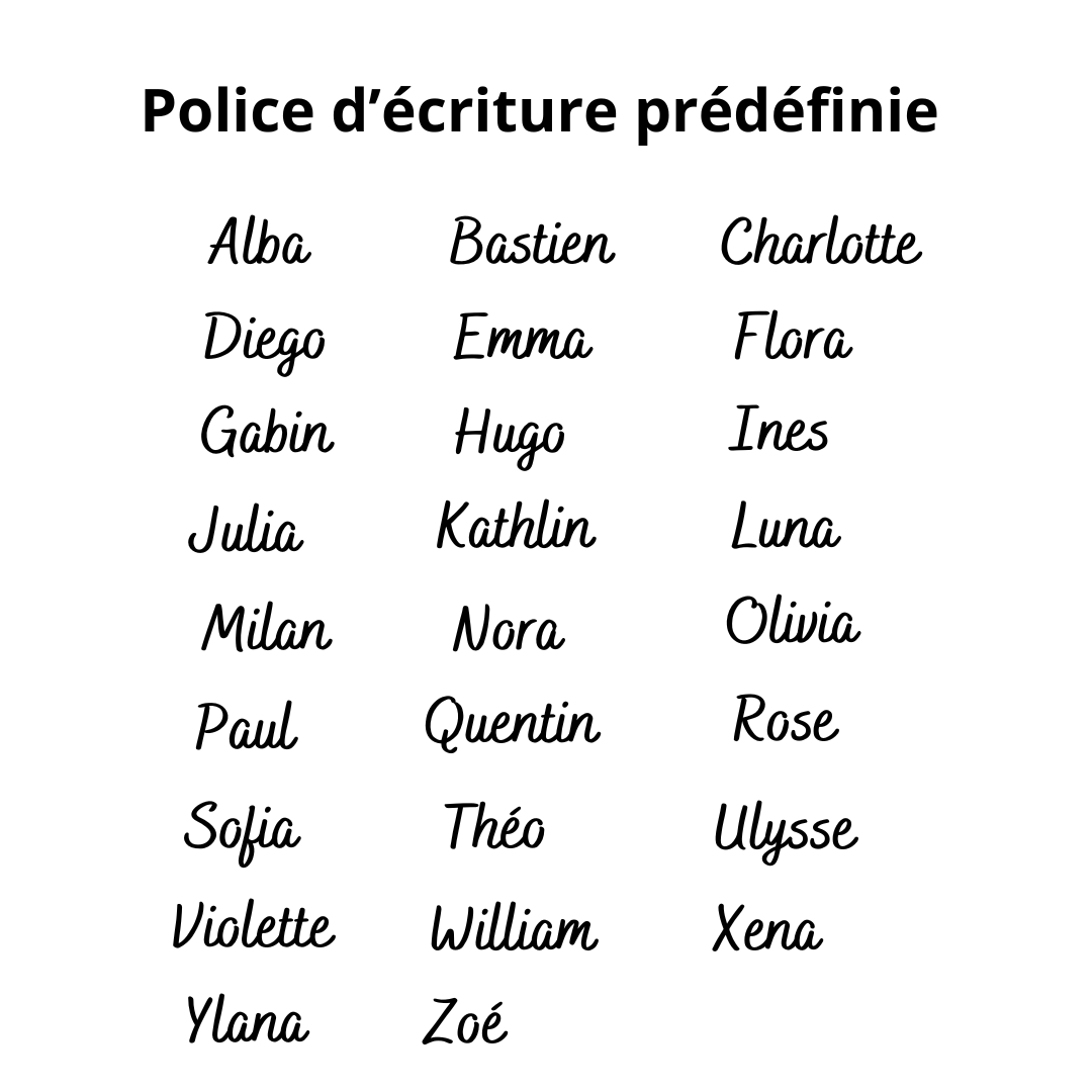 police d'écriture pour personnalisation des articles de naissance